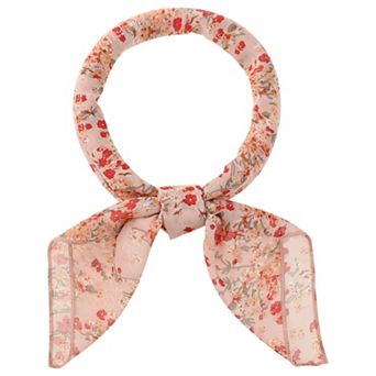 Women Floral Chiffon Scarves Square Neck Scarf Neckerchief Skinny Ribbon Hair Band