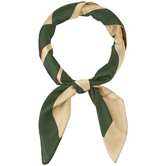 Women Contrast Color Large Scarf Satin Silk Feeling Square Neckerchief Head Wrap Bandanas