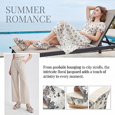 Women's Espadrille Wedge Platform Peep Toe Slip Sandals