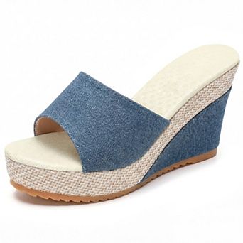 Women's Espadrille Wedge Platform Peep Toe Slip Sandals