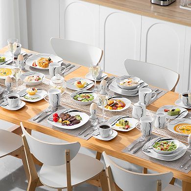50-pcs Porcelain Dinnerware Set, Plate Set, Bowl, Mug, Coffee Set, Egg Cup, Milk Pitcher, Sugar Bowl