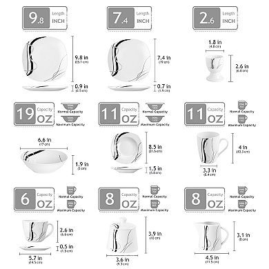 50-pcs Porcelain Dinnerware Set, Plate Set, Bowl, Mug, Coffee Set, Egg Cup, Milk Pitcher, Sugar Bowl