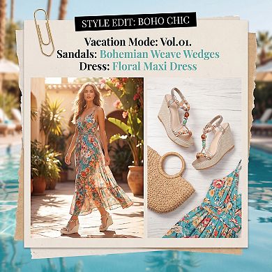 Women's Beaded T-strap Platform Elastic Open Toe Sandals