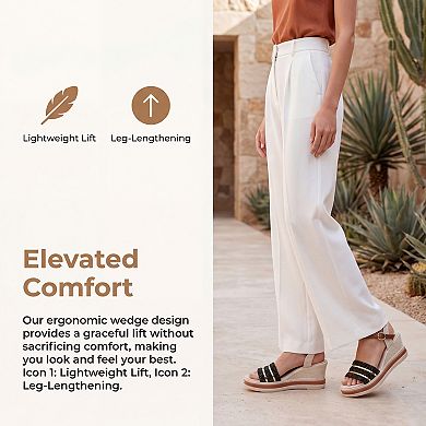 Women's Open Toe Wedge Sandals Adjustable Buckle Ankle Strap Summer Shoes