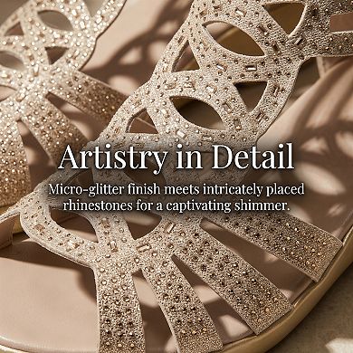 Women's Rhinestone Hollow Out Back Zipper Platform Peep Toe Sandals