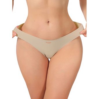 Women's Seamless Underwear No Show Ice Silk Low Rise Bikini Cute Heart Cutout Breathable Briefs