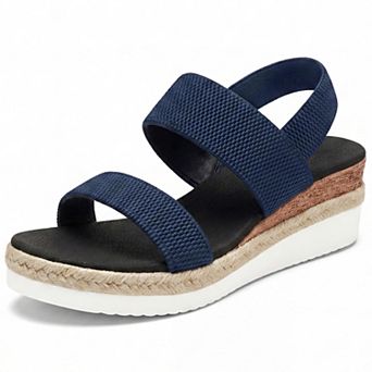 Women's Solid Color Hollow-out Open-Toe Platform Elastic Band Sandals