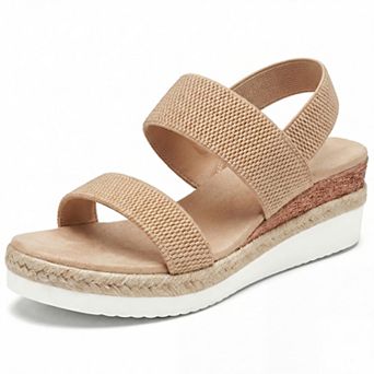Women's Solid Color Hollow-out Open-Toe Platform Elastic Band Sandals