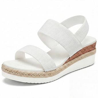 Women's Solid Color Hollow-out Open-Toe Platform Elastic Band Sandals