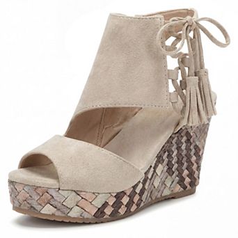 Women's Lace-Up Peep Toe Wedge Platform Sandals Bohemian Casual Summer Shoes