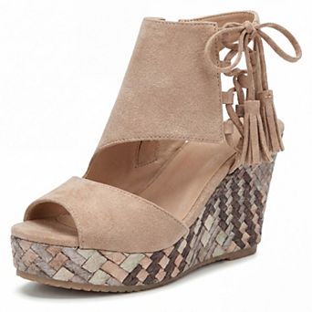 Women's Lace-Up Peep Toe Wedge Platform Sandals Bohemian Casual Summer Shoes