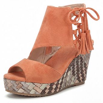 Women's Lace-Up Peep Toe Wedge Platform Sandals Bohemian Casual Summer Shoes