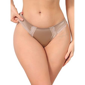 Women's Lace Low Rise Bikini Underwear Breathable No Show Satin Briefs