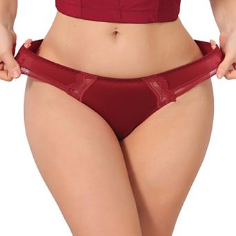 Women's Lace Low Rise Bikini Underwear Breathable No Show Satin Briefs