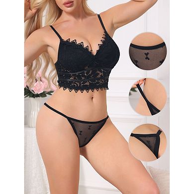 Women's Lace Mesh Thongs No Show T-Back Breathable G-String Underwear
