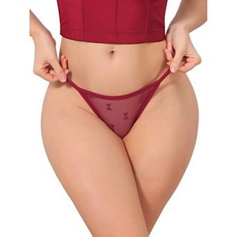Women's Lace Mesh Thongs No Show T-Back Breathable G-String Underwear