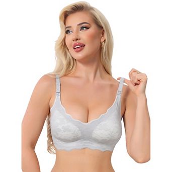 Lace Nursing Bra for Women Front Open Wireless Fixed Padded Full Coverage Breastfeeding Lingerie