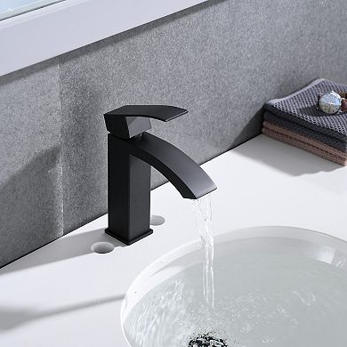 Waterfall Spout Bathroom Sink Single Handle Faucet with Pop-Up Drain (with Overflow)