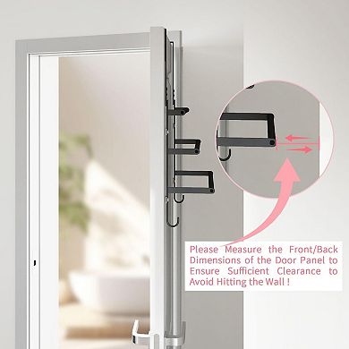 3 Tier Over Door Towel Rack with 2 Hooks Black Stainless Steel 24x16.7 Inch 1 Piece
