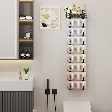 Over the Door Bathroom Towel Rack 9 Tier Wall Mounted Holder for RV Small Spaces Black 1 Piece