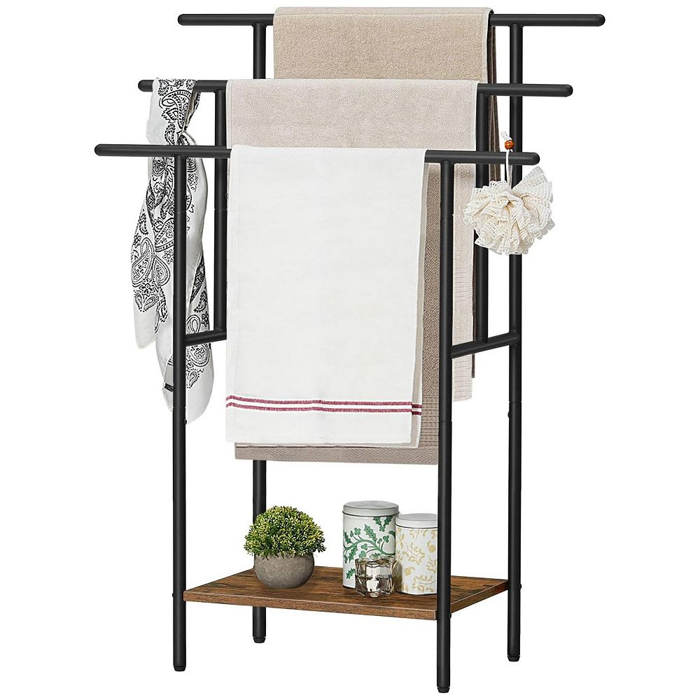 39.4 inch Freestanding Towel Rack 3 Tier Blanket Rack with Shelf for ...