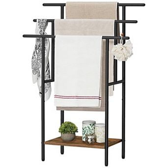 39.4 inch Freestanding Towel Rack 3 tier Blanket Rack with Shelf for Bath Towels 1 pc