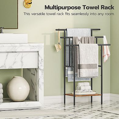 39.4 inch Freestanding Towel Rack 3 Tier Blanket Rack with Shelf for Bath Towels 1 Piece