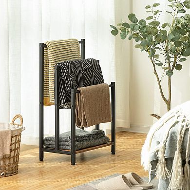 Freestanding 3 Tier Towel Rack with Shelf Industrial Metal Blanket Holder