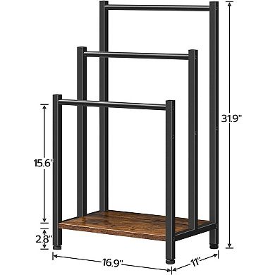 Freestanding 3 Tier Towel Rack with Shelf Industrial Metal Blanket Holder