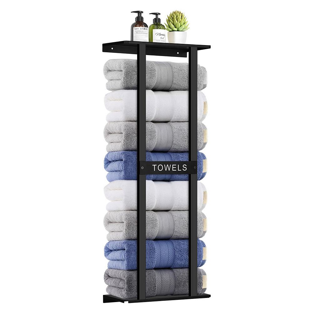 31 Inch Wall Mounted Bathroom Towel Rack Black Holds 6 Large Towels ...