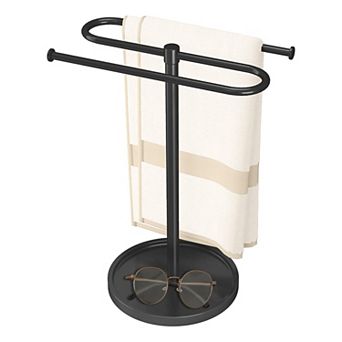 Hand Towel Holder Stand Black Stainless Steel S Shape 14 Inch Holds 2 Towels 1 pc
