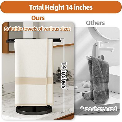 Hand Towel Holder Stand Black Stainless Steel S Shape 14 Inch Holds 2 Towels 1 Piece