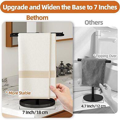 Hand Towel Holder Stand Black Stainless Steel S Shape 14 Inch Holds 2 Towels 1 Piece