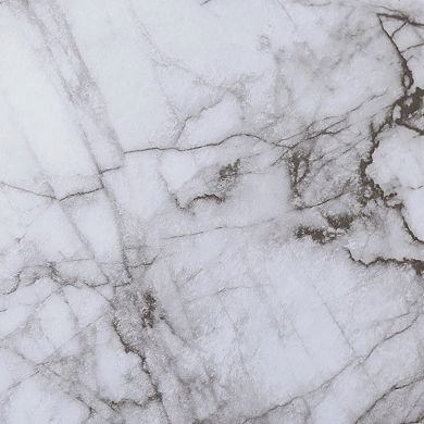 Round White Marble-Look Metal Side Table