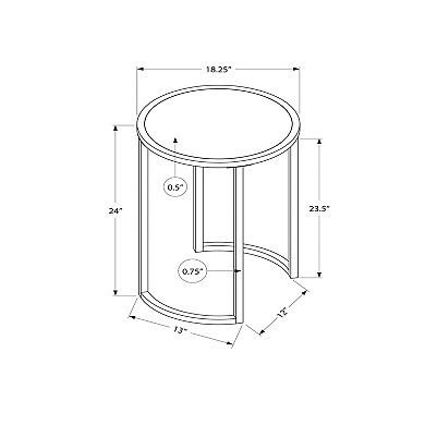 Round White Marble-Look Metal Side Table