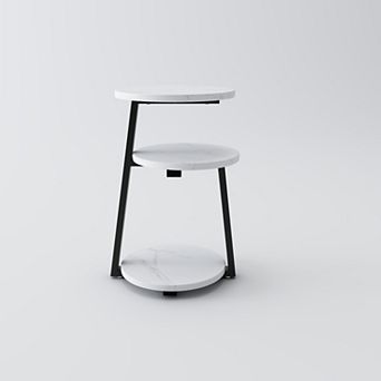 3 tier Storage End Table, Sturdy Metal Frame Nightstand