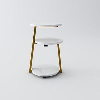 3 tier Storage End Table, Sturdy Metal Frame Nightstand