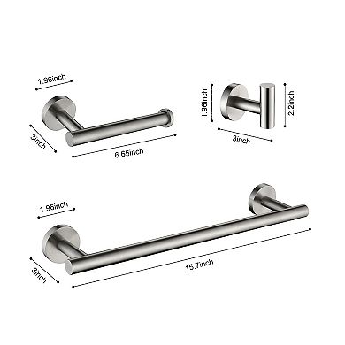 3-Pieces Bathroom Hardware Accessories Set-Towel Bar,Toilet Paper Holder