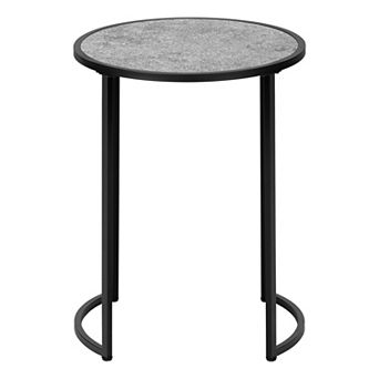 Round Grey Laminate Metal Side Table