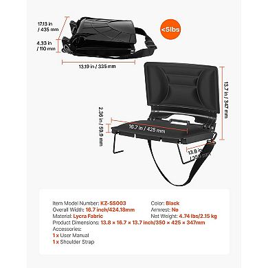 YIORTWO Portable Folding Stadium Seat with Back Support Shoulder Strap and Bleacher Hooks