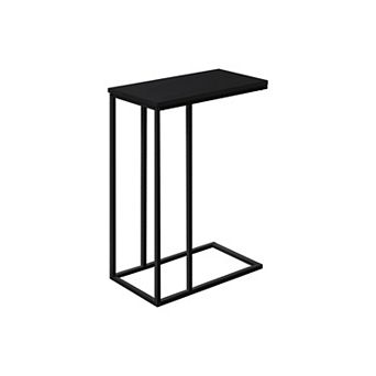 C-Shaped Black End Table, Modern Couch Side Snack Table for Living Room & Bedroom, Black Laminate