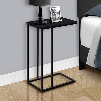 C-Shaped Black End Table, Modern Couch Side Snack Table for Living Room & Bedroom, Black Laminate