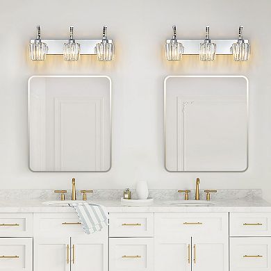 ZLAIQB 3-Light Black Gold Modern Crystal Bathroom Wall Lamp