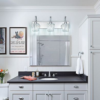 ZLAIQB 3-Light Black Gold Modern Crystal Bathroom Wall Lamp