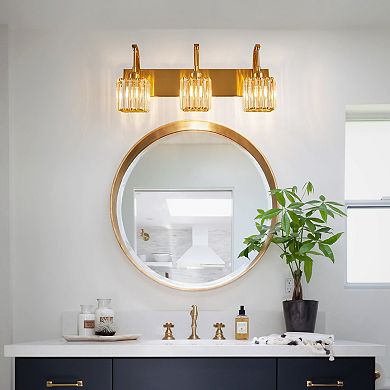 ZLAIQB 23.62" 3-Light Modern Crystal Bathroom Wall Lamp
