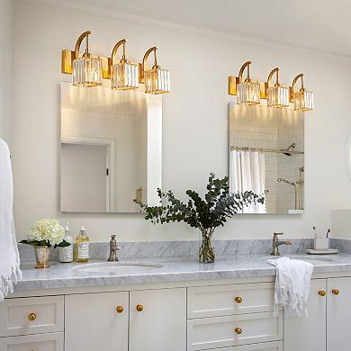 ZLAIQB 23.62" 3-Light Modern Crystal Bathroom Wall Lamp