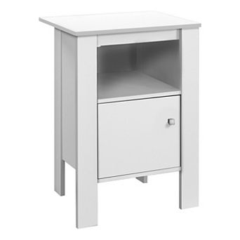 White Wood Nightstand Bedside Table with Shelf 17.25"