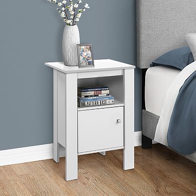 White Wood Nightstand Bedside Table with Shelf 17.25"