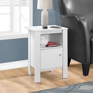 White Wood Nightstand Bedside Table with Shelf 17.25"