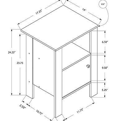 White Wood Nightstand Bedside Table with Shelf 17.25"
